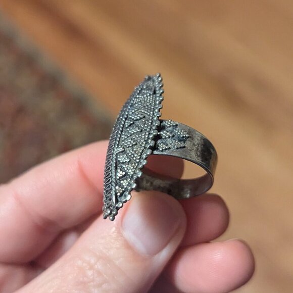 Intricate Filigree Boho Goth Tribal Sterling Silver Ring Witch Oblong Festival 9 - Picture 4 of 8